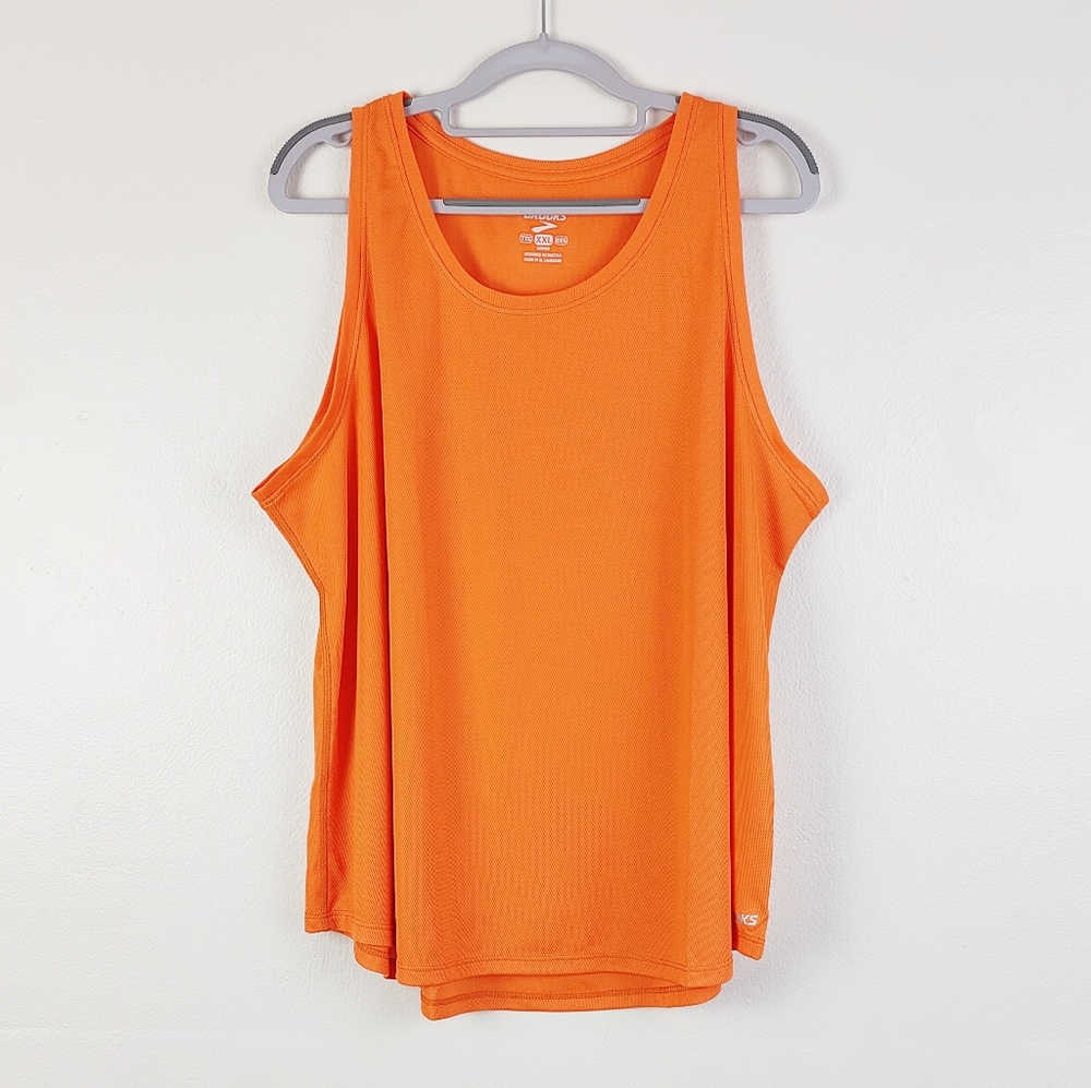 Brooks Plus Size Tank Top XXL Podium Singlet Workout Top Long Shirt Gym Orange